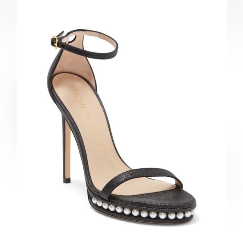 Stuart Weitzman Black Heels with Pearl Detail
